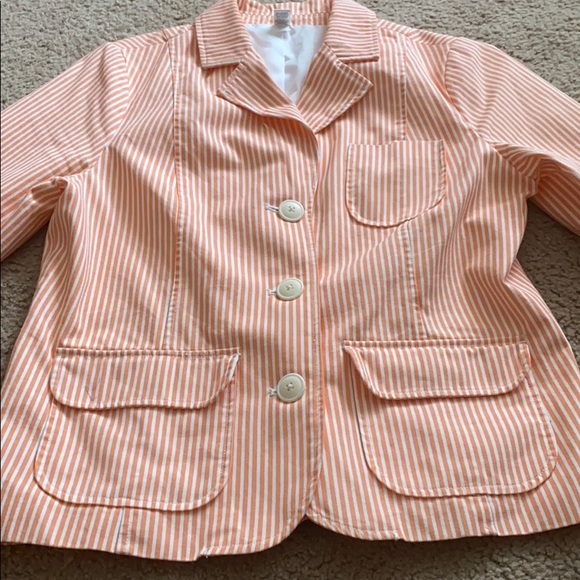 Old Navy peach white vertical striped blazer M/L - Picture 2 of 5